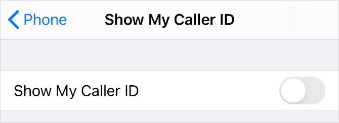 Show My Caller ID option from iPhone Settings