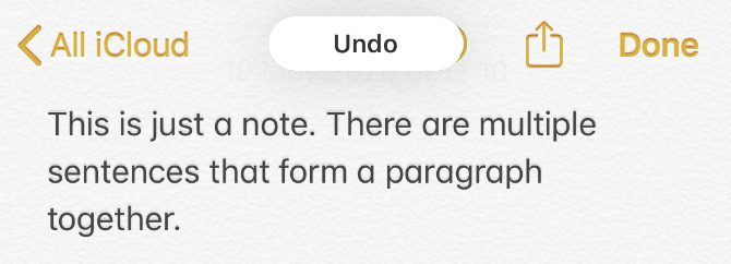 Undo alert from Notes app