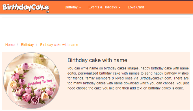 The BirthdayCake24 website