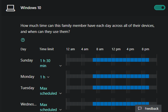 Windows 10 Screen Time Family
