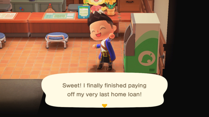 Animal Crossing: New Horizons paying off loan
