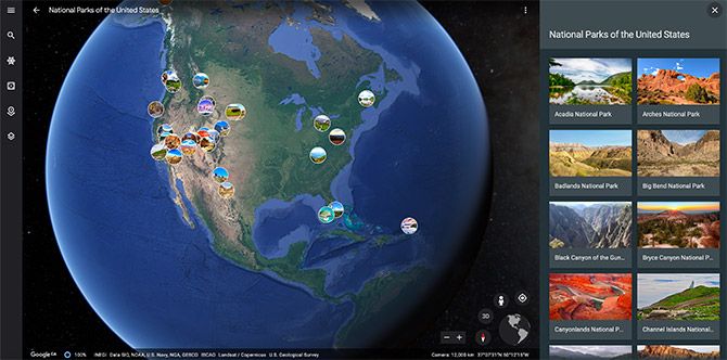 Google Maps Tour National Parks of the United States