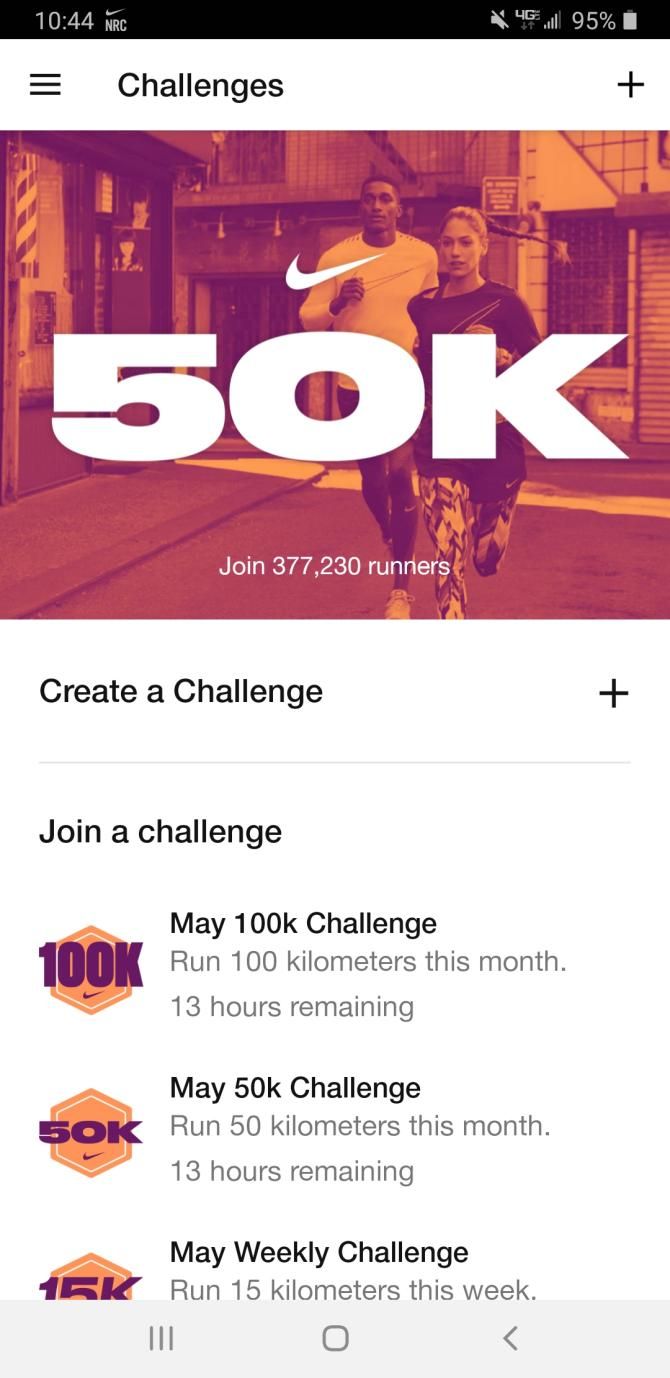Nike Run Club Social Fitness App Challenges
