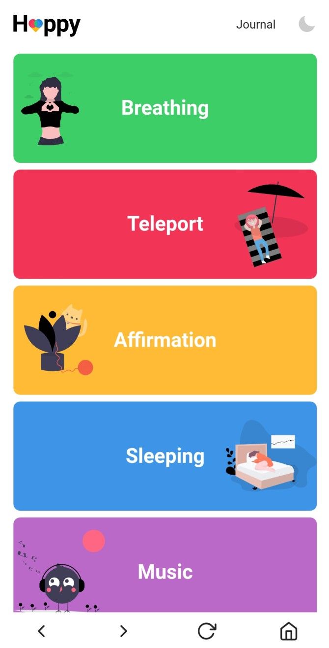 Happy is a free positivity app that has five different techniques to change your mood