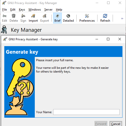 gpg4win gpa generate keys