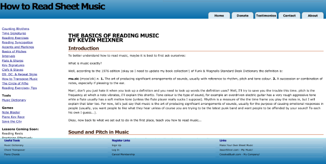 Learn how to read sheet music online with Kevin Meixner's free tutorial