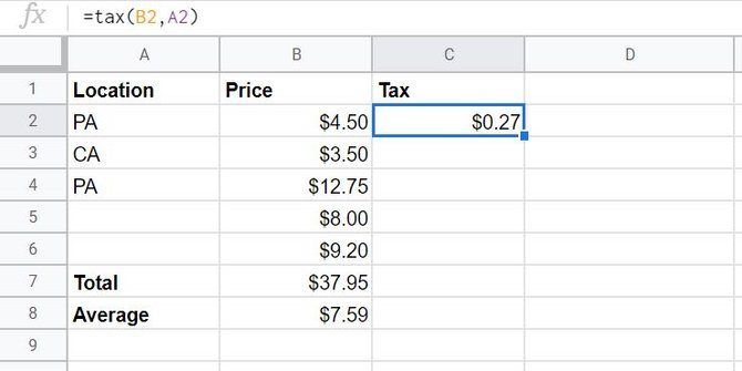 Using a Custom Function for Google Sheets
