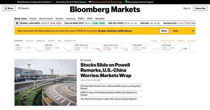 Bloomberg Markets Stock Checking App