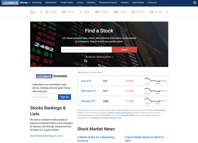 US News Money Stock Checking App