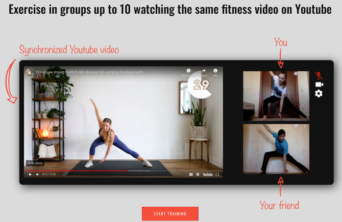 Co-Train Space lets you exercise to YouTube videos live with up to 10 friends on webcam