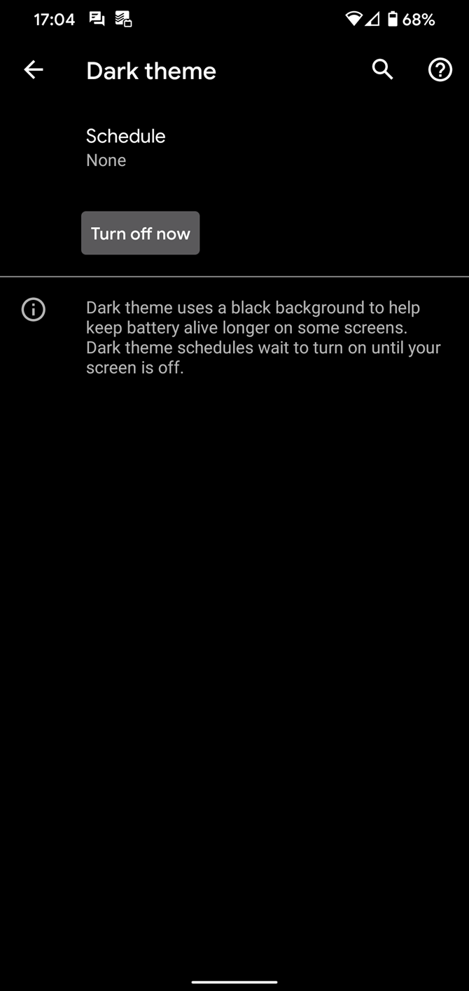Android Dark Mode Settings