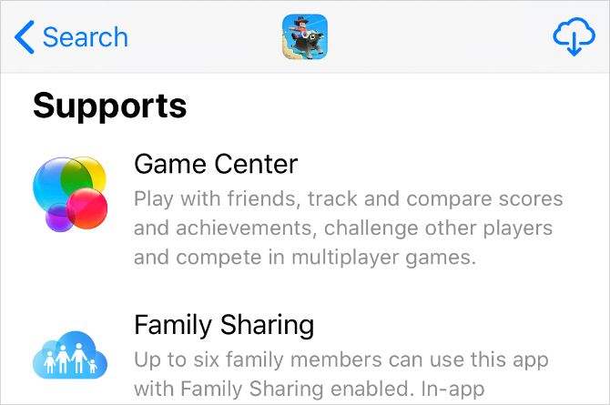 App Store showing Game Cetner support for app