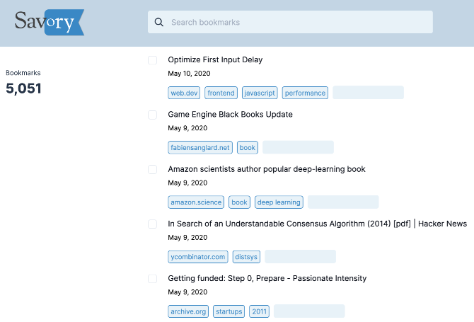 Savory is a fast bookmark search engine for Chrome, and lets you select multiple links