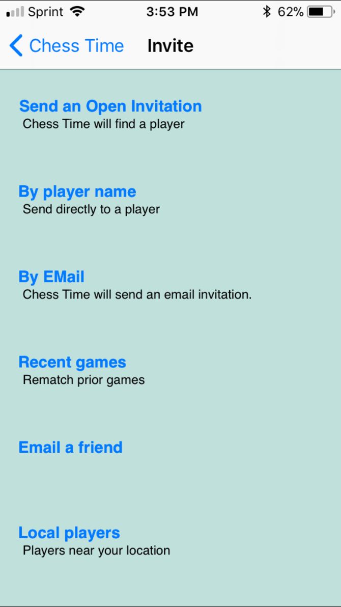 Chess Time Invite iPhone