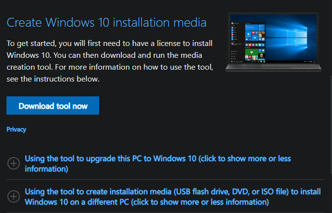 Create Windows 10 Install Media