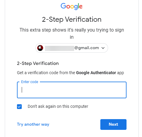 Gmail Two Step Authentication