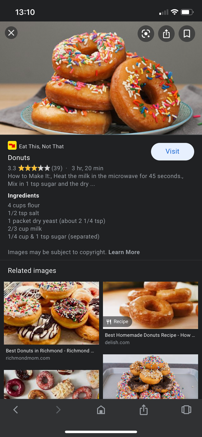Google Mobile Images Recipe