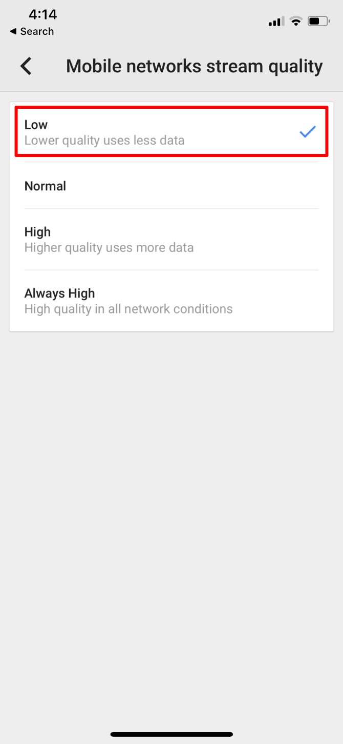 Google Play Music streaming quality settings