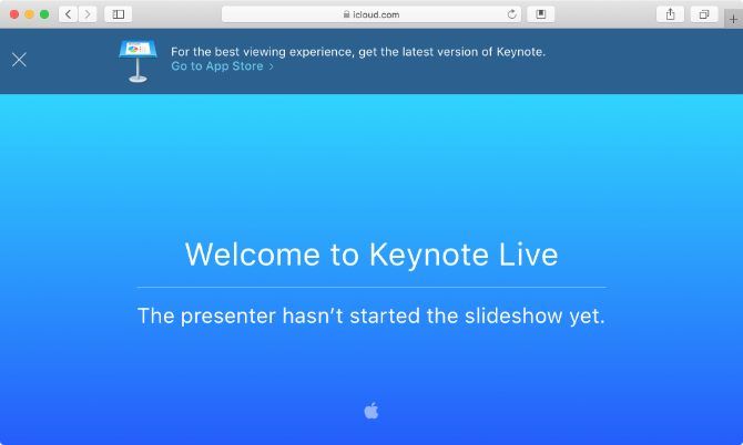 Keynote Live waiting page in Safari