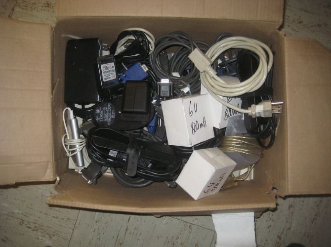 A box of various cables