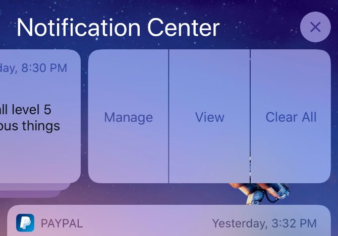 Notification Center showing Clear All button