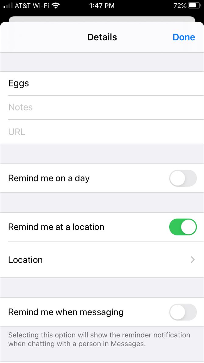 Reminders At Location-iPhone