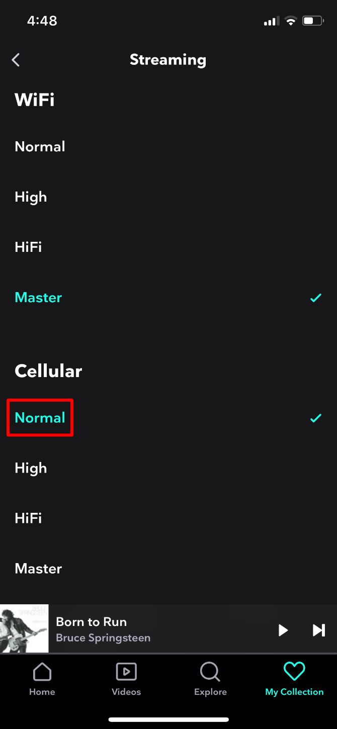 Tidal cellular streaming quality