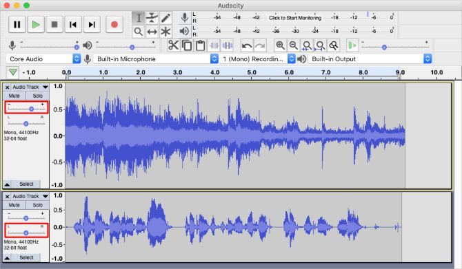 Volume and Pan faders for mixing in Audacity