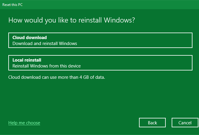 Windows 10 Cloud Reinstall