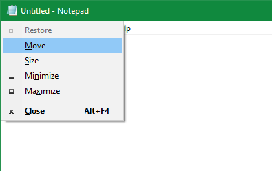 Windows Notepad Move Shortcut