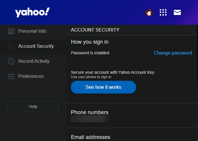 Yahoo Account Change Password