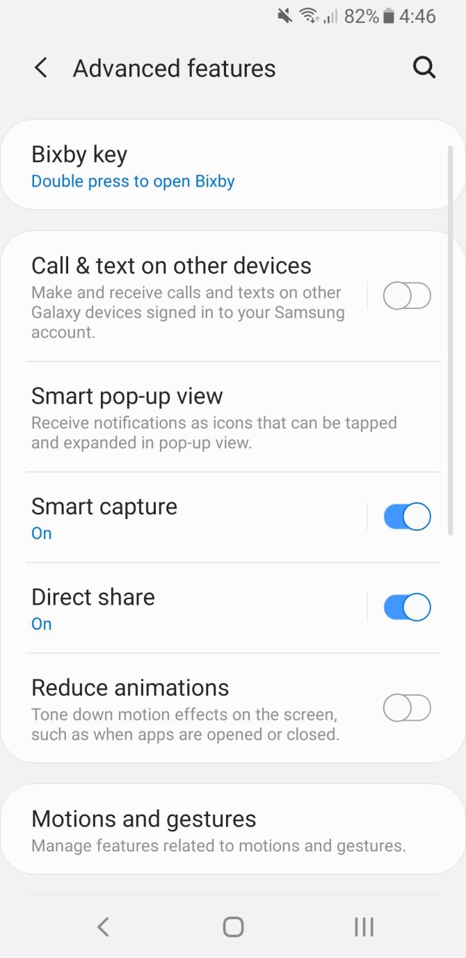 Advanced features Samsung