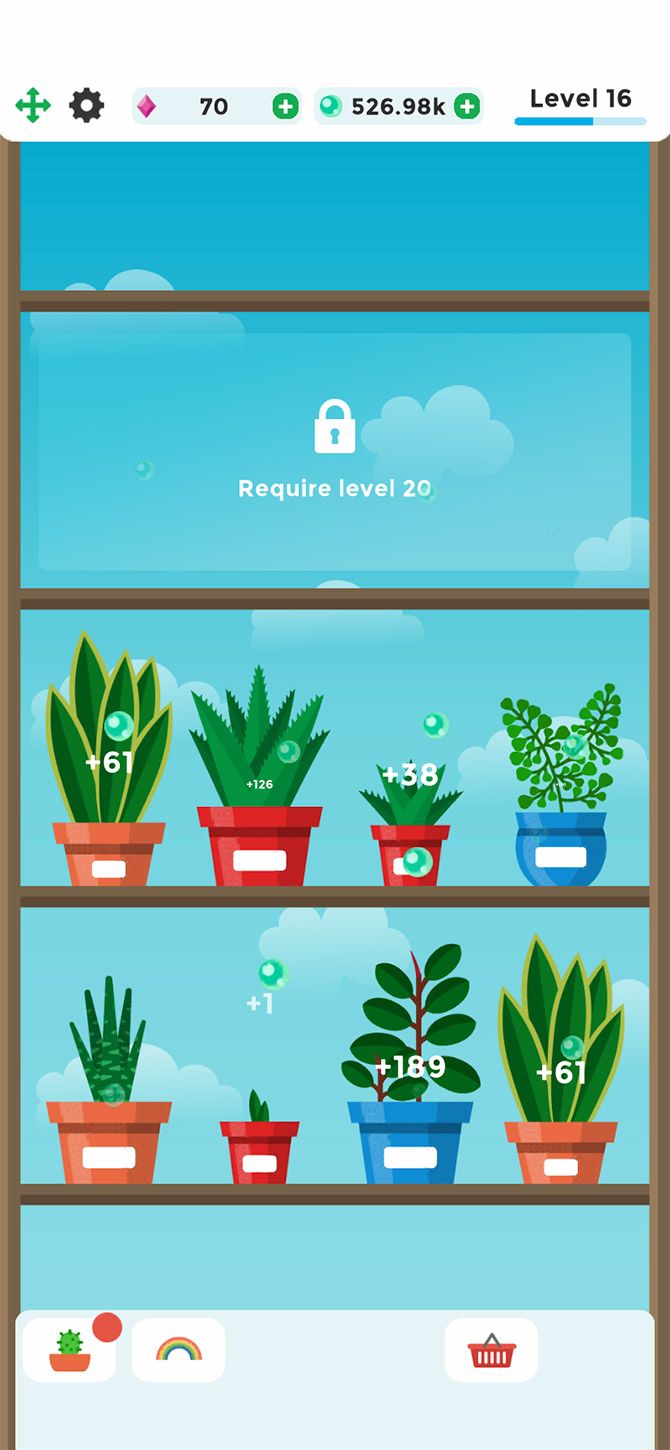 Gardening Games iOS Terrarium Shelf
