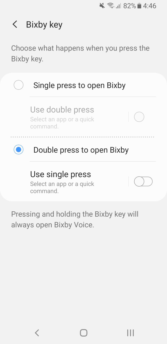 Bixby key settings