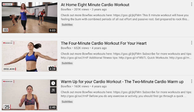 Bowflex offers free cardio workout Youtube videos