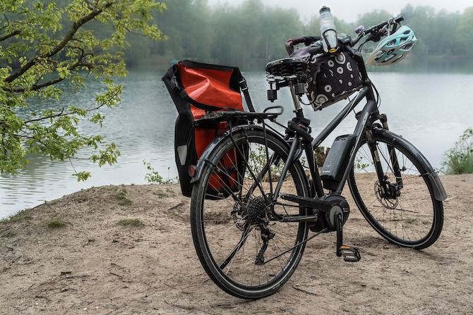 E-bike beside a lake