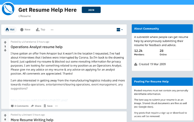 Reddit's r/Resume is a community of people to help you create an impactful CV