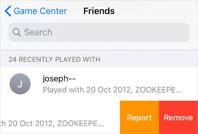 iPhone Game Center Friends list