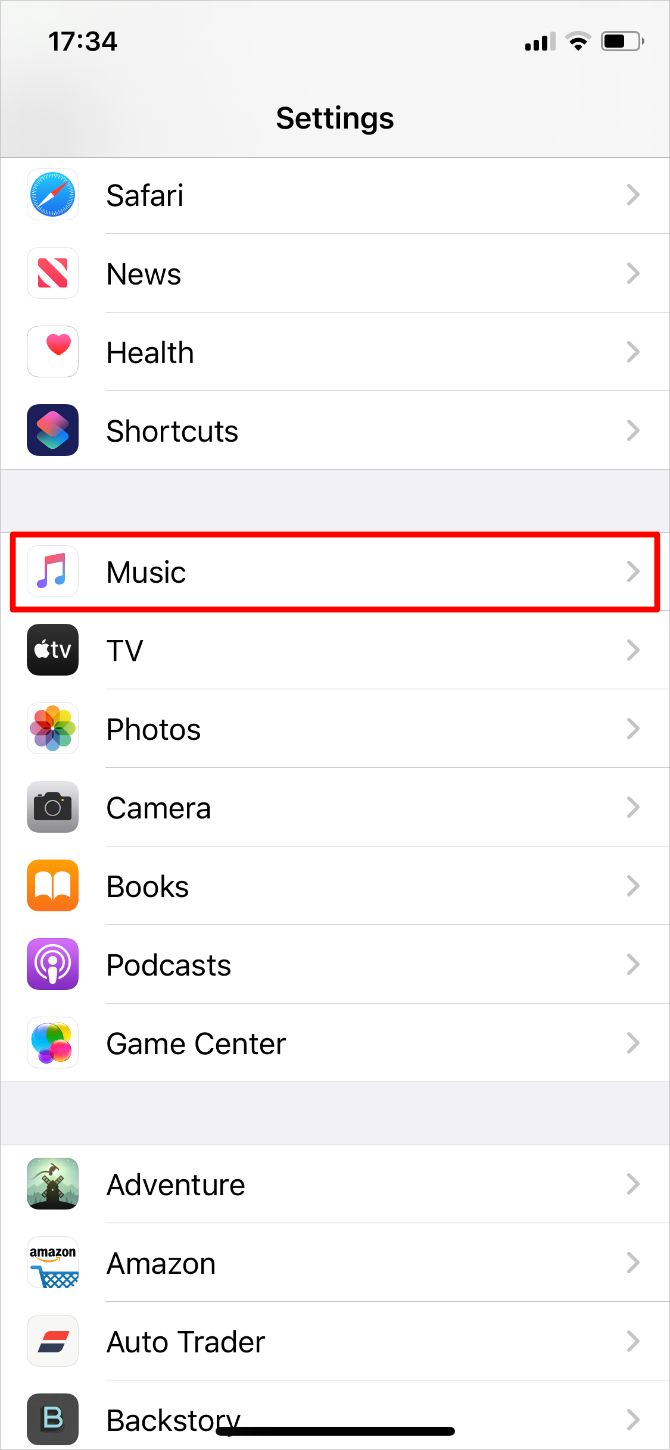 iPhone Music settings