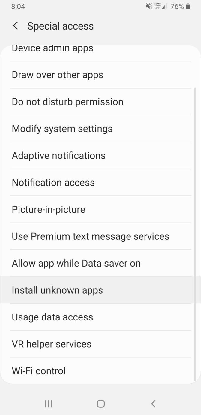 Install Unknown Apps Security Setting