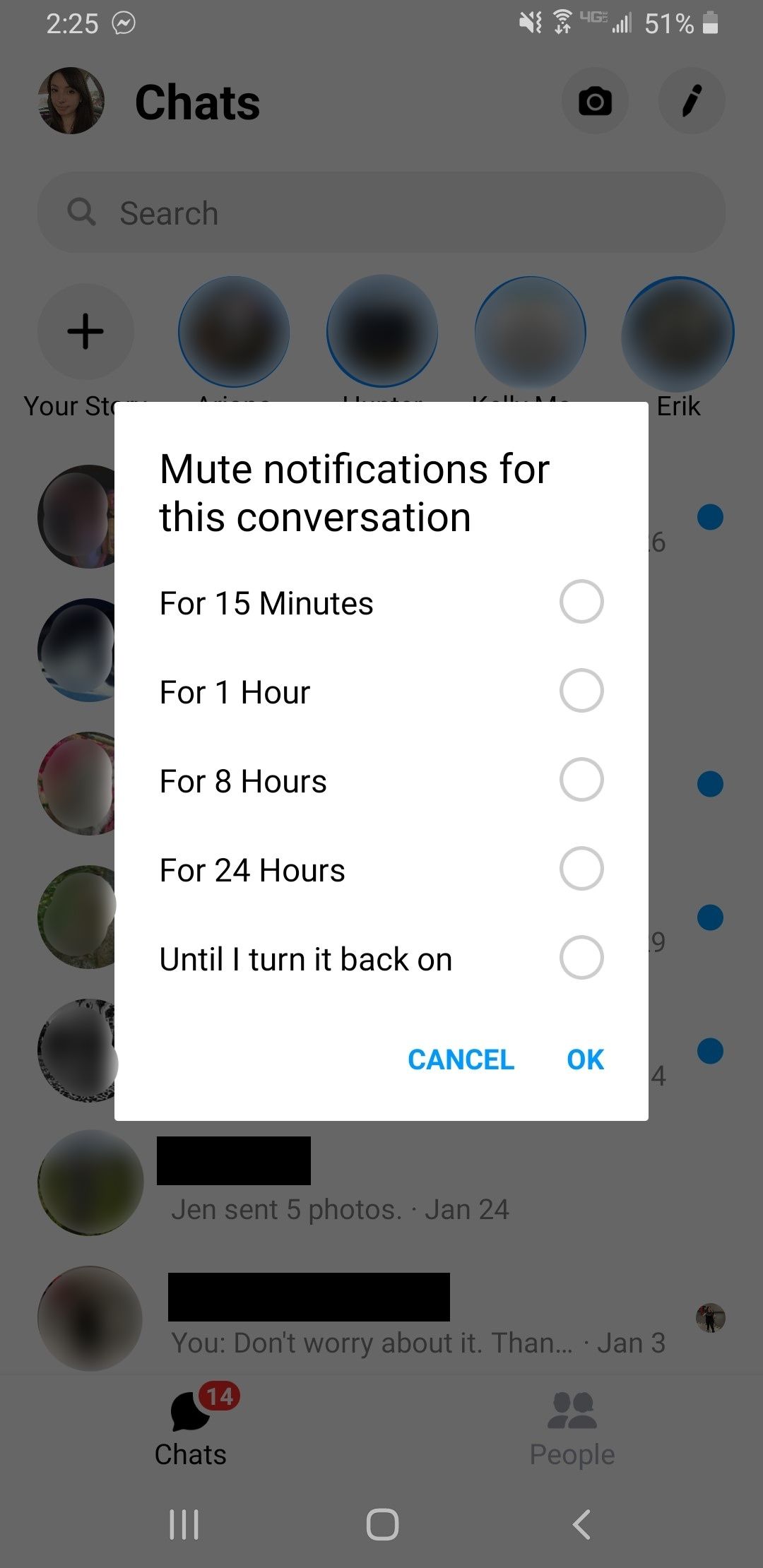 Facebook Messenger Mute Chat Options