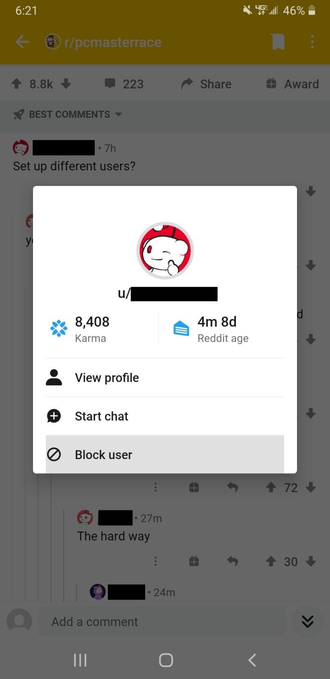 Mute Reddit Users Profile