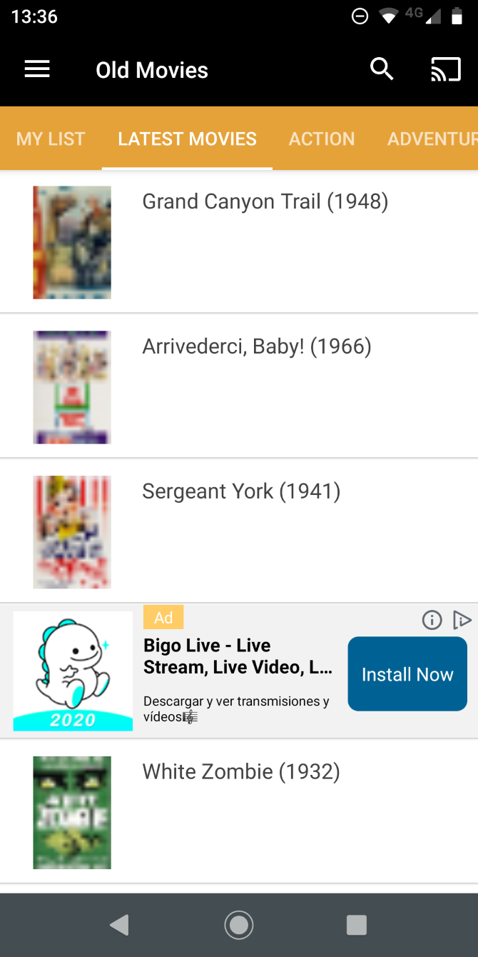 old movies app android list