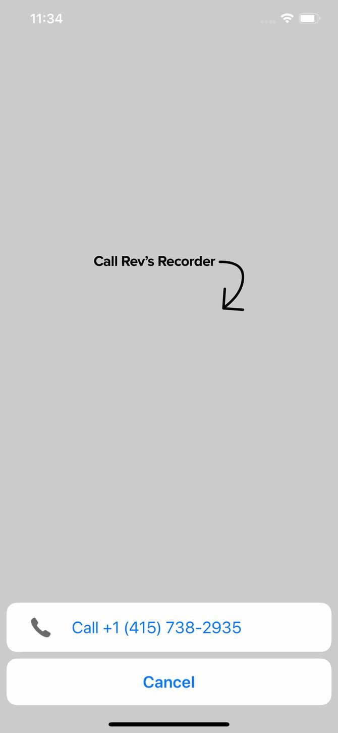 Starting a recording by calling Rev Call Recorder