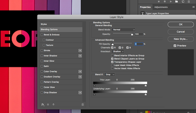 create a knockout effect in photoshop