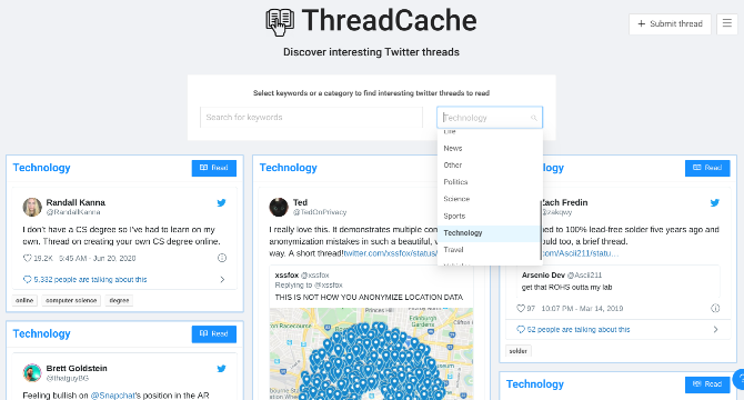 Discover Twitter threads worth reading at ThreadCache