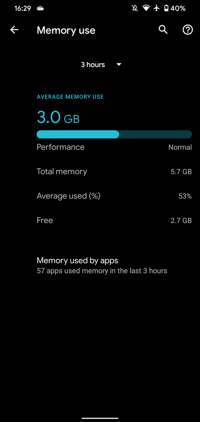 Android Memory Menu