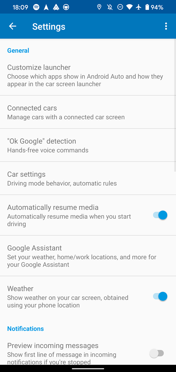 Android Auto Configuration