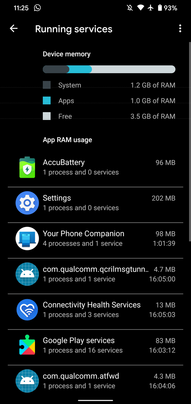 Android Running Services