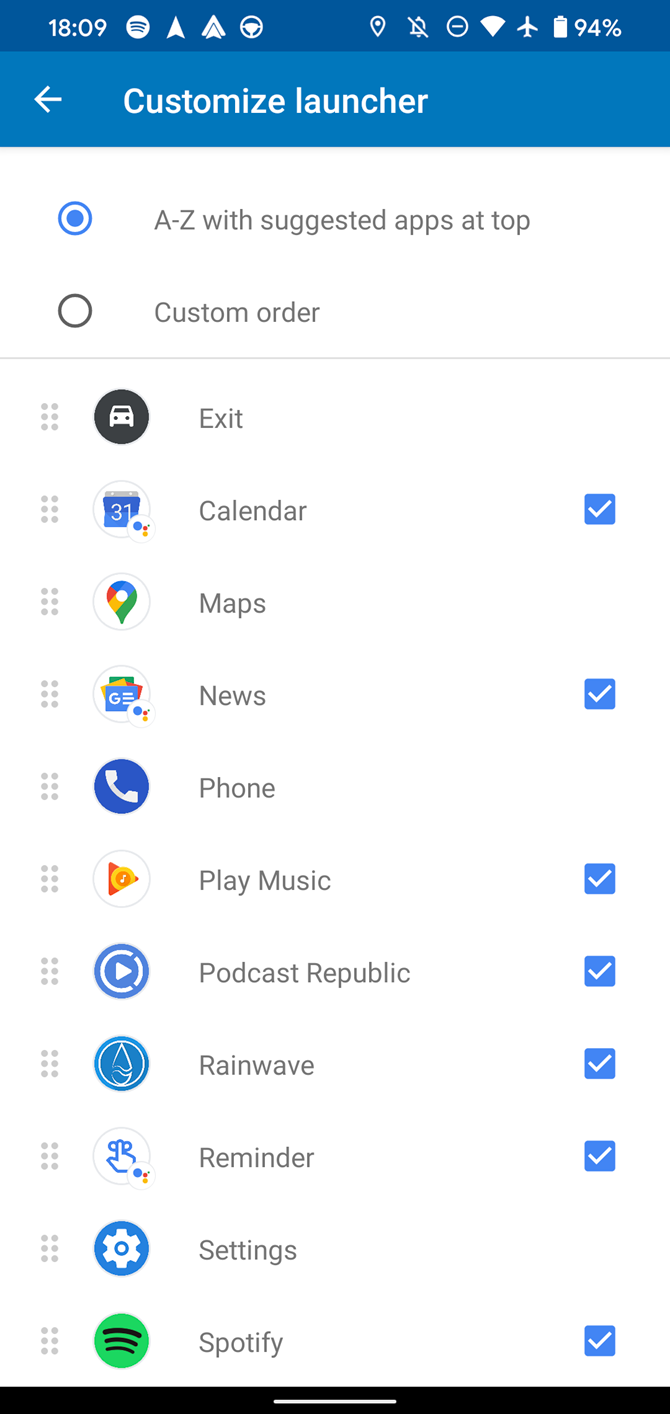 Android auto organizing apps